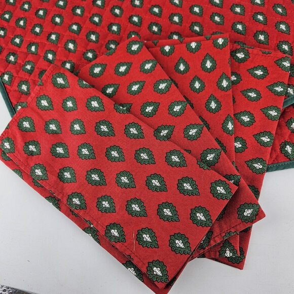 Les Olivades Quilted Placemats Set 2 with 4 Napkins Red Green Provencal France - Picture 2 of 10